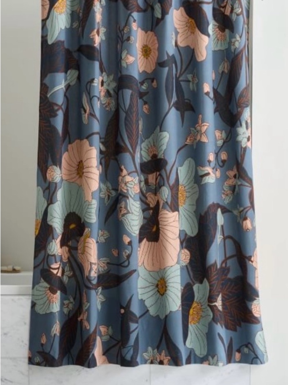 West Elm Blue Mist Shower Curtain 72x74 Cotton